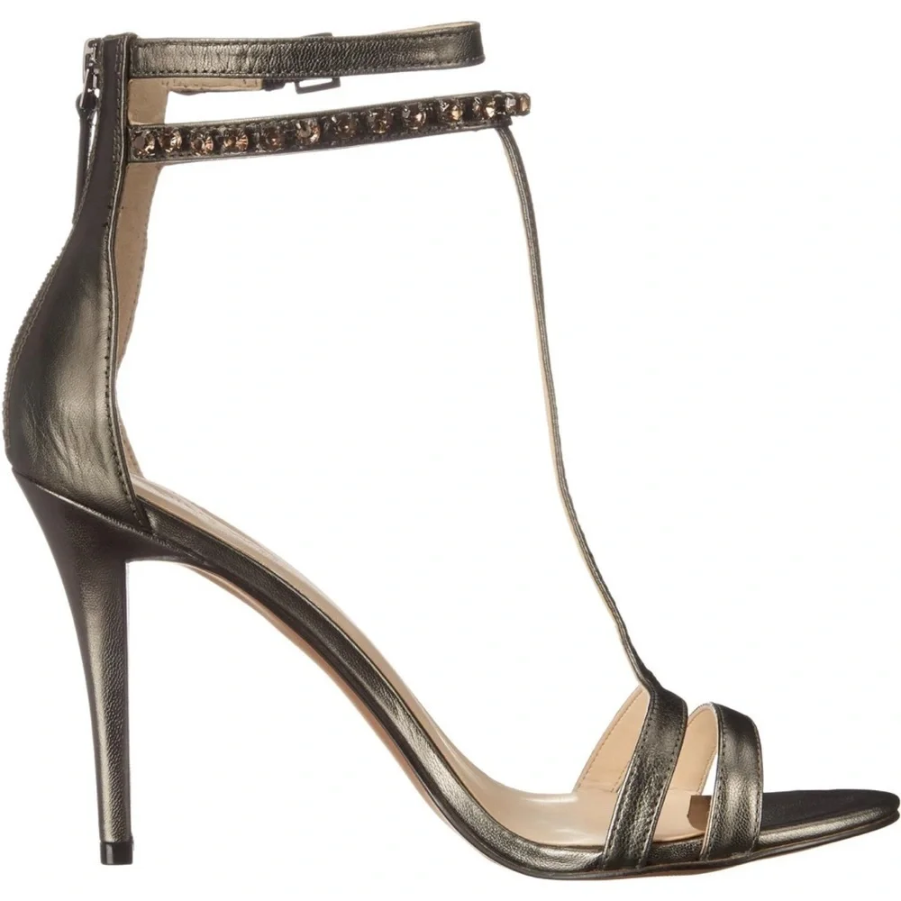 Nine West Women's Dana Leather Heeled Sandal Black 9